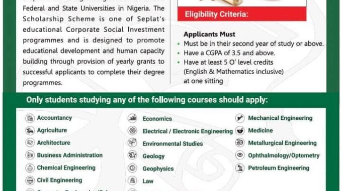 NNPC/Seplat JV National Undergraduate Scholarship 2026