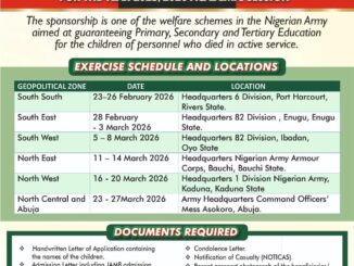 Nigerian Army Educational Sponsorship 2025/2026